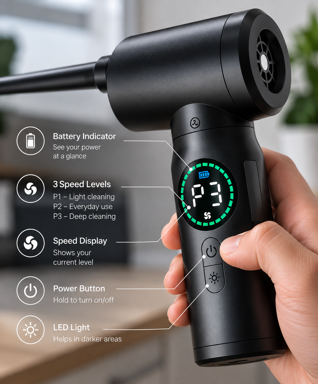Effortly  2-in-1 Air Duster & Vaccume